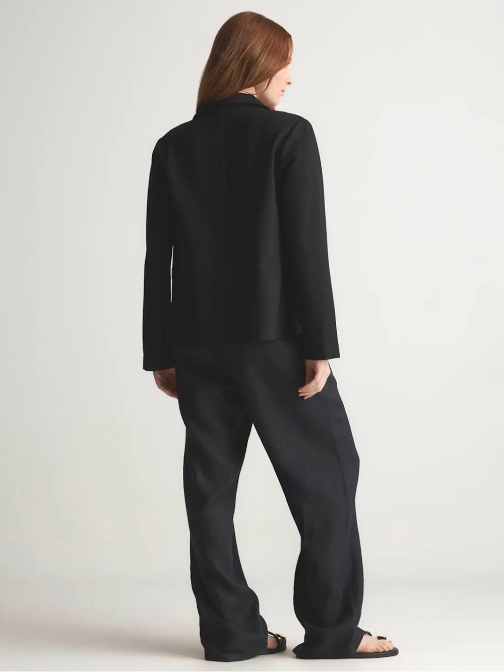 Quince Black Women's Open-Front Boxy Blazer Jacket - Picture 2 of 8